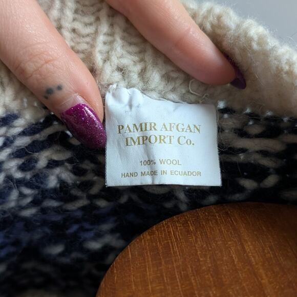 Vintage Wool Chunky Knit Fairisle Sweater Cosby Grandpa Cottagecore Top Medium - Picture 9 of 9